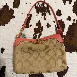 Coach Beige and Coral Shoulder Bag